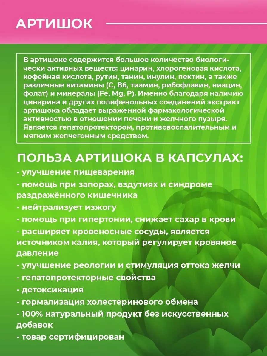 Артишок для печени в капсулах (90 капсул)
