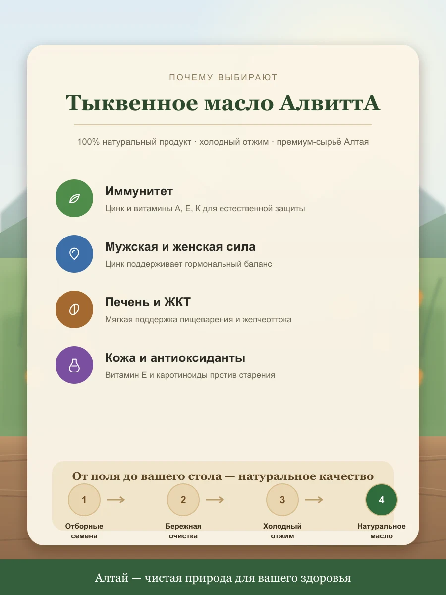 Тыквенное масло «Цинк и витамины для иммунитета и силы»